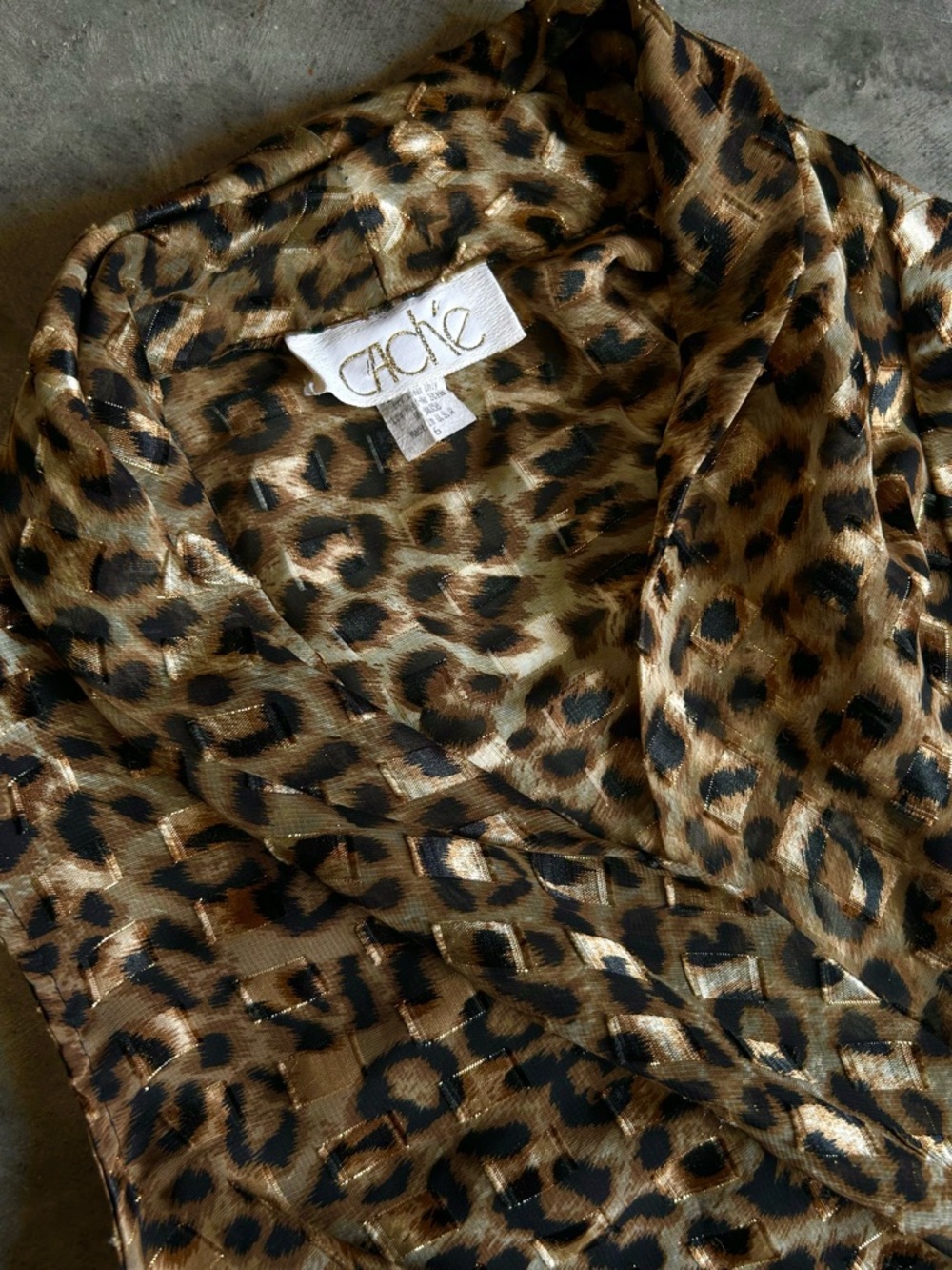 Vintage Caché Leopard Print Sheer Bodysuit